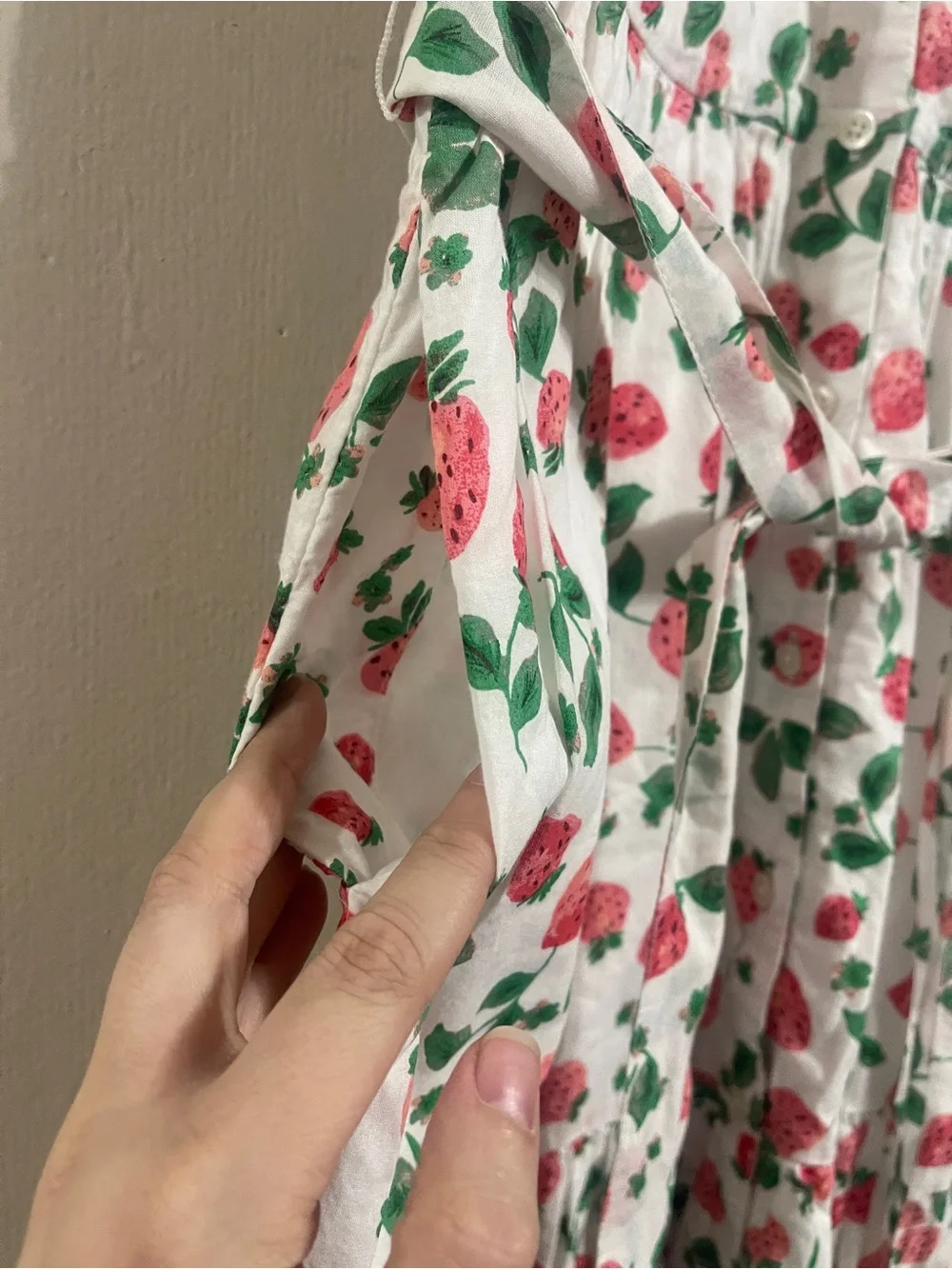 J. Crew White Strawberry Print Button-Up Sleeveless Shirt Dress - Picture 4 of 5